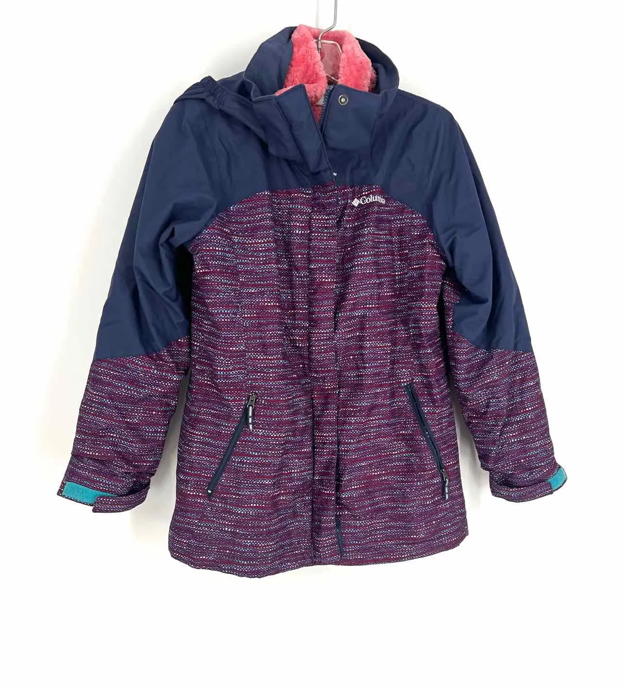 Columbia Size L Navy/Purple Variegated Paneled Jackets Jacket