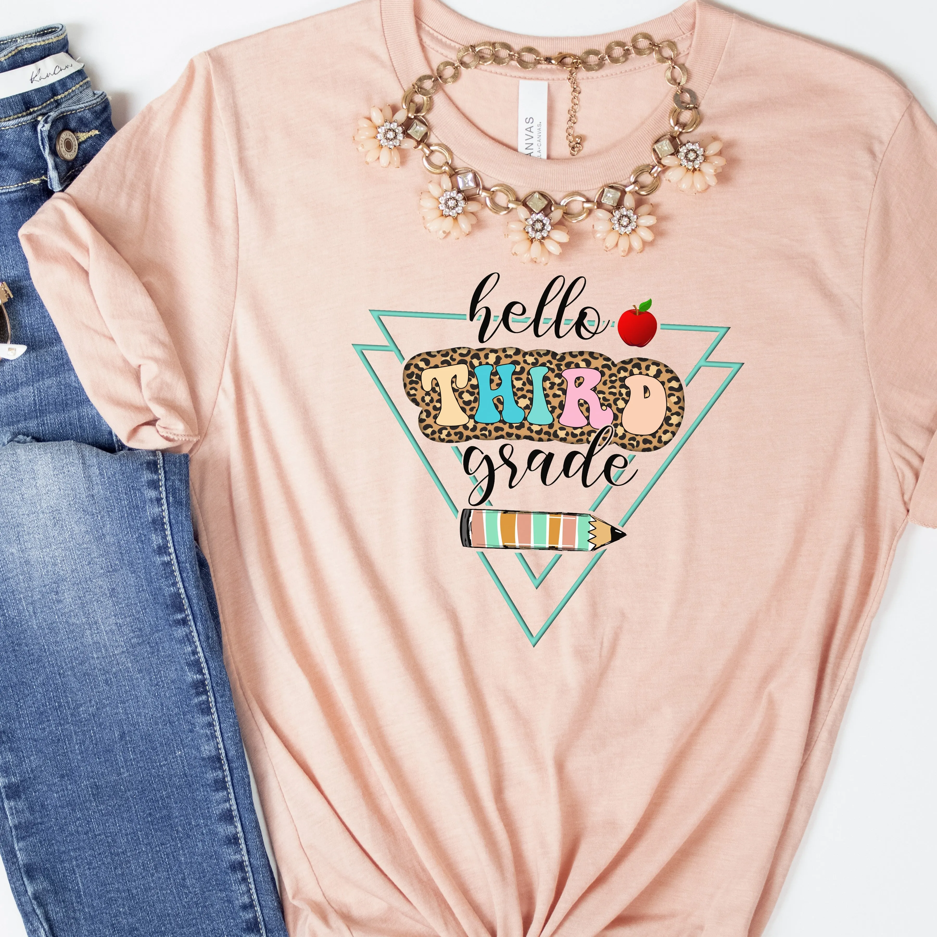 Hello Second Grade Leopard Print Teacher Shirt | Back to School Shirts